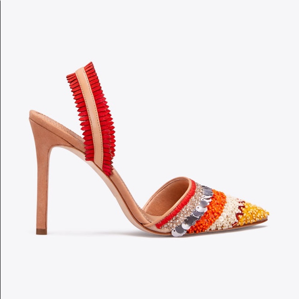 NWB Tory Burch Isle Slingback Pump heels beaded - Picture 6 of 6